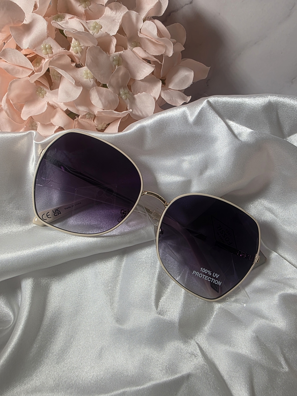Fossil Gold Frame Sunglasses with Purple Gradient Lenses